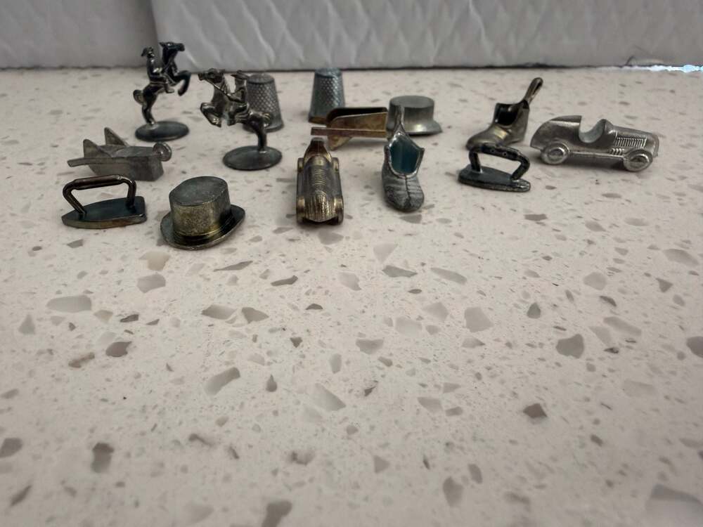 Vintage Monopoly Metal Game Tokens Assorted Lot of 14 Pieces